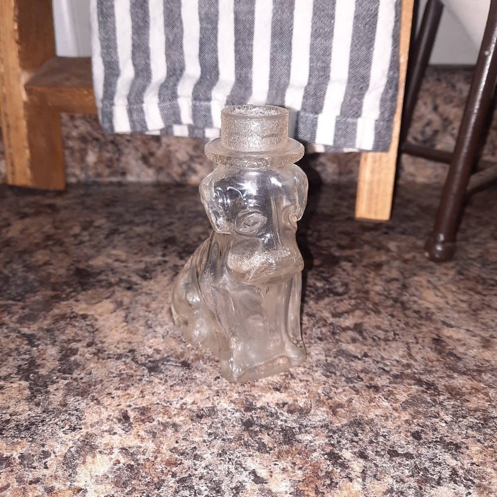 Vintage T.H. Stough glass dog bottle